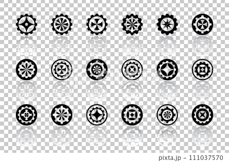 Abstract Circle Rotation Gear Icons. Set of Round Black Elements for Logo Design. Vector art. 111037570