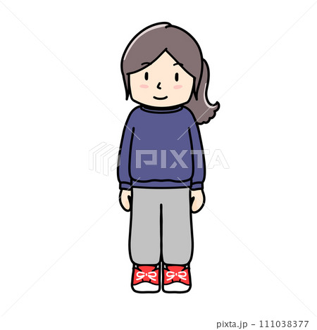スウェット上下にスニーカーを履いた女の子のイラスト スウェット上下にスニーカーを履いた女の子のイラスト 111038377