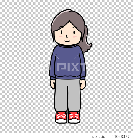 スウェット上下にスニーカーを履いた女の子のイラスト スウェット上下にスニーカーを履いた女の子のイラスト 111038377
