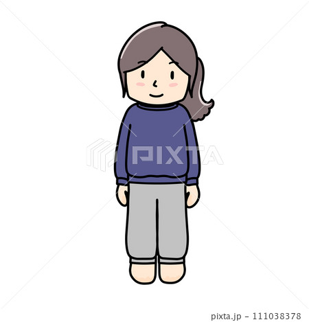 スウェット上下を着た女の子のイラスト　 111038378