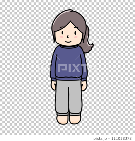 スウェット上下を着た女の子のイラスト　 111038378