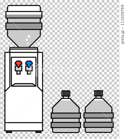方便的飲水機插圖，您可以在其中喝到美味的水和熱水 111039769