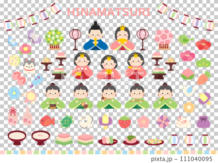 ひな祭りのイラストセット 111040095
