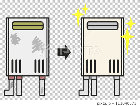 更換使用瓦斯為洗澡等提供熱水的熱水器的圖示。 更換使用瓦斯為洗澡等提供熱水的熱水器的圖示。 111040373