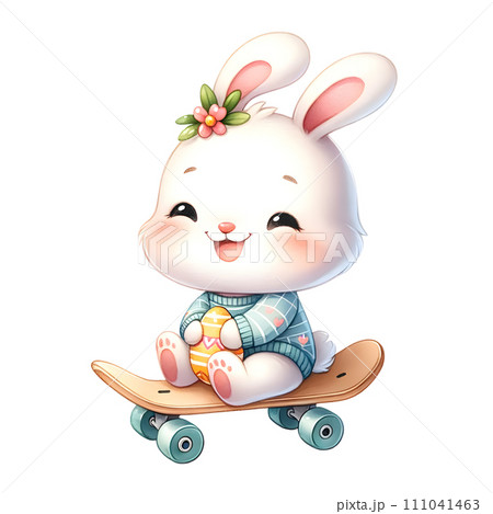 Easter bunny on skateboard 111041463