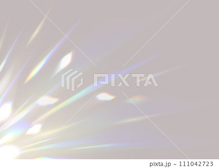 Crystal prism light overlay background. Vector rainbow hologram reflection effect, sparkling flare leak with vibrant hues and spectral refraction. Captivating and ethereal blurred iridescent backdrop Crystal prism light overlay background. Vector rainbow hologram reflection effect, sparkling flare leak with vibrant hues and spectral refraction. Captivating and ethereal blurred iridescent backdrop 111042723