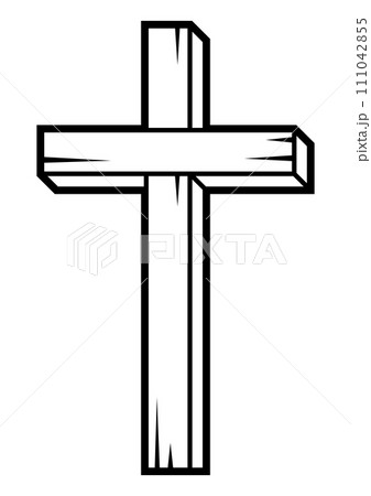 Christian wooden cross. Happy Easter image. Religious symbol. Christian wooden cross. Happy Easter image. Religious symbol. 111042855
