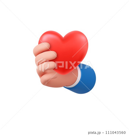 3d hand holding a heart 3d hand holding a heart 111043560