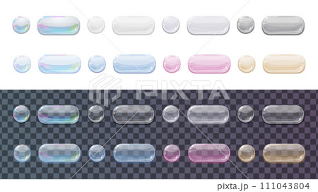 透明なかわいいゲーム用UIアイコンの素材セット 透明なかわいいゲーム用UIアイコンの素材セット 111043804