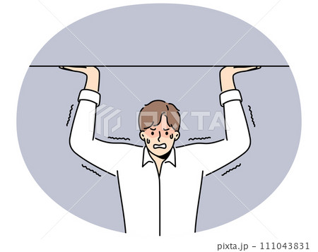 Stressed holding heavy burden 111043831