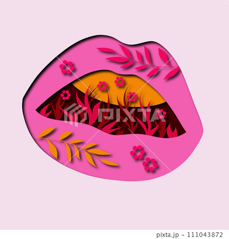 Paper cut deep style Paper art lips, mouth Paper cut deep style Paper art lips, mouth 111043872