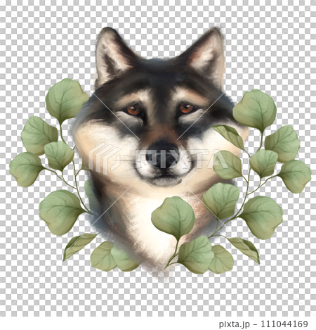 Cute dog with leaves. Animal illustration isolated on white 111044169