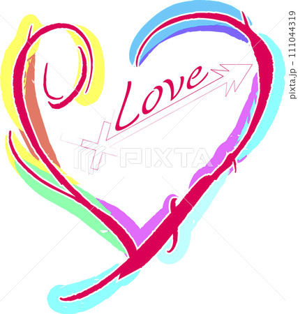 Valentine's Day heart, Valentine's Day. Vivid colors in modern, abstract illustration 111044319