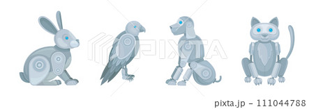 Mechanical Animals and Futuristic Mechanic Pets Vector Set 111044788