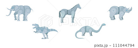 Mechanical Animals and Futuristic Mechanic Pets Vector Set Mechanical Animals and Futuristic Mechanic Pets Vector Set 111044794