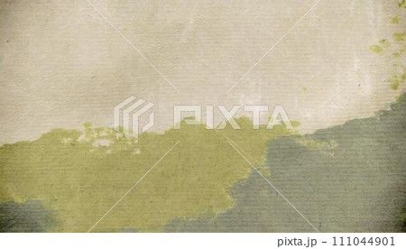 closeup image of faded green craft paper texture with stains, 16:9 widescreen background / wallpaper 111044901