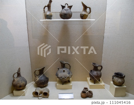 Ancient pottery, vessels and amphorae in Antalya Museum of Antiquities. Ancient pottery, vessels and amphorae in Antalya Museum of Antiquities. 111045416