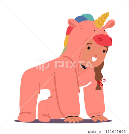 Child Joyfully Wears A Unicorn-themed Kigurumi Pajama, Radiating Whimsy And Innocence, Filled With Dreams Child Joyfully Wears A Unicorn-themed Kigurumi Pajama, Radiating Whimsy And Innocence, Filled With Dreams 111045696