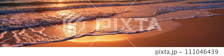Sunset serenity: beachscape with wave 111046439