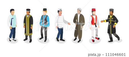 3D Isometric Flat Set of Ethnic Groups 3D Isometric Flat Set of Ethnic Groups 111046601