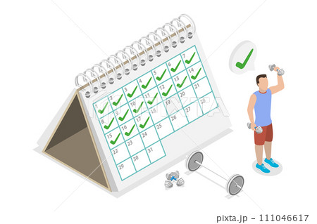 3D Isometric Flat Conceptual Illustration of Workout Planner 3D Isometric Flat Conceptual Illustration of Workout Planner 111046617