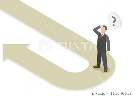 3D Isometric Flat  Conceptual Illustration of Reverse Course 111046618