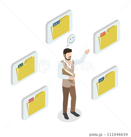 3D Isometric Flat  Conceptual Illustration of File Formats 111046639