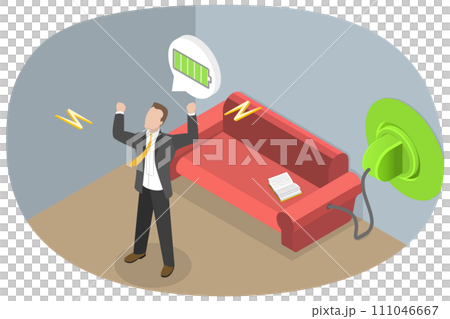 3D Isometric Flat  Conceptual Illustration of Getting Restful Sleep 111046667