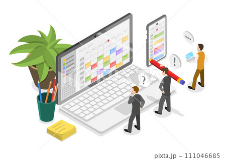 3D Isometric Flat  Conceptual Illustration of Agenda 111046685