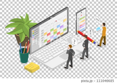 3D Isometric Flat  Conceptual Illustration of Agenda 111046685