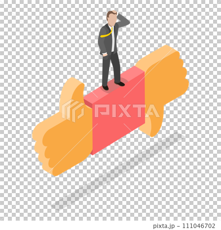 3D Isometric Flat  Conceptual Illustration of Disadvantage vs Advantage 111046702