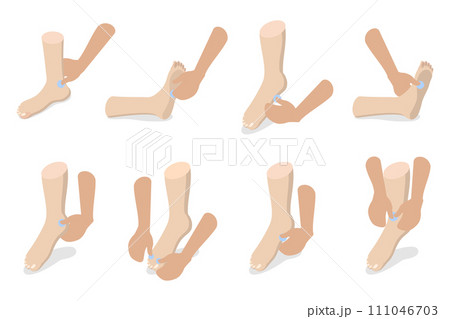3D Isometric Flat  Conceptual Illustration of Chinese Massage 111046703