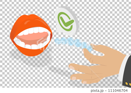 3D Isometric Flat  Conceptual Illustration of Invisible Dental Braces 111046704