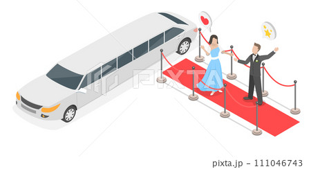 3D Isometric Flat  Conceptual Illustration of Celebrity 111046743