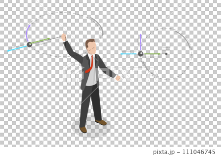 3D Isometric Flat  Conceptual Illustration of Centrifugal Motion 111046745