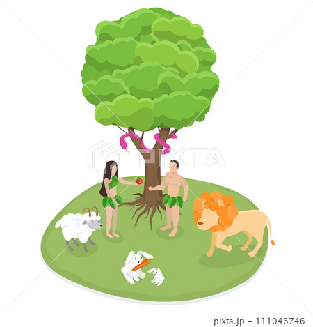 3D Isometric Flat Conceptual Illustration of Garden Of Eden 3D Isometric Flat Conceptual Illustration of Garden Of Eden 111046746