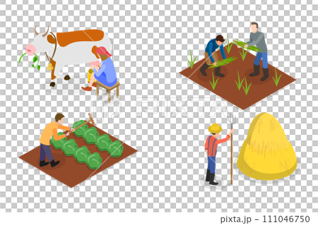 3D Isometric Flat Set of Farmersのイラスト素材 [111046750] - PIXTA