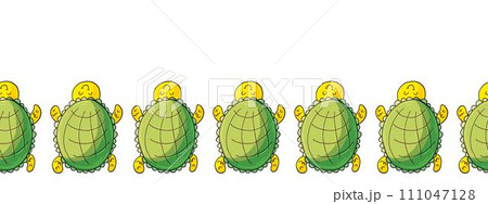 Marine seamless border. Children's fairy-tale drawing Marine seamless border. Children's fairy-tale drawing 111047128