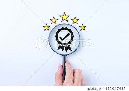 Show sign of the top service quality assurance 5 star, Guarantee, Standards, ISO certification, standardization concept. Leadership quality standard certificate, Company business audit, Compliance, Show sign of the top service quality assurance 5 star, Guarantee, Standards, ISO certification, standardization concept. Leadership quality standard certificate, Company business audit, Compliance, 111047455