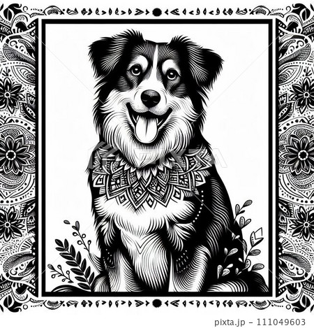 お座りをする犬のイラスト 111049603