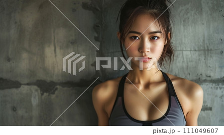スポーツウェアの若い女性のポートレート　（AI生成） 111049607