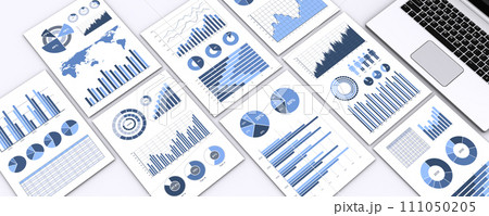 ビジネス資料とノートパソコン、ビジネス戦略の構築イメージ 111050205