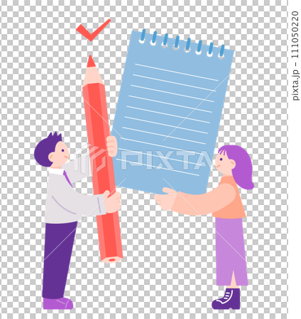 Illustration material of people checking a list 111050220