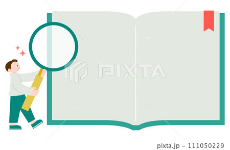 ルーペを持って情報を検索する男性 ルーペを持って情報を検索する男性 111050229