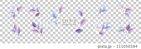 水彩風格葉子和花朵向量圖 111050384