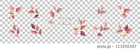 Watercolor style leaves and flowers vector illustration 111050387