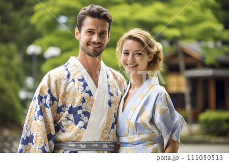 浴衣を着ている欧米系のカップル12 AI生成画像 浴衣を着ている欧米系のカップル12 AI生成画像 111050513