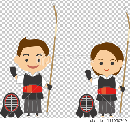 Image illustration of Naginata player (male and female set) 111050749