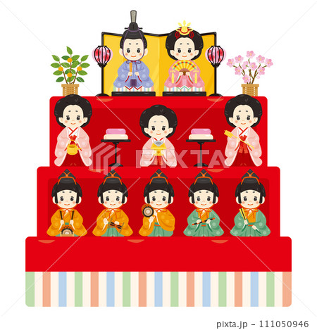 雛祭り　雛人形の三段飾りセット 111050946