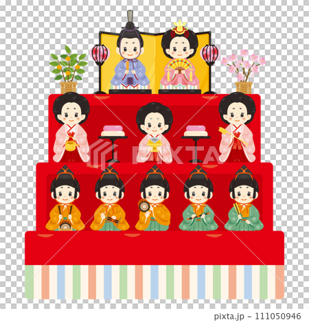 雛祭り　雛人形の三段飾りセット 111050946